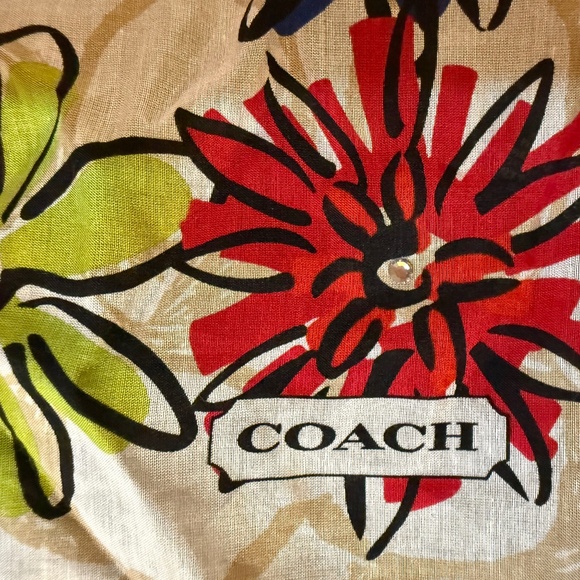 Coach Limited Edition Bumblebee and Flower Bandana Style Scarf - Picture 1 of 6